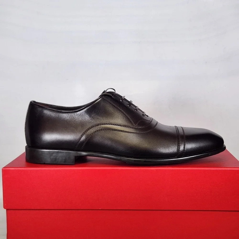 Ferragamo Oxford Men Size 12 NARROW T. Moro Brown Leather Cap Toe Dress Shoes